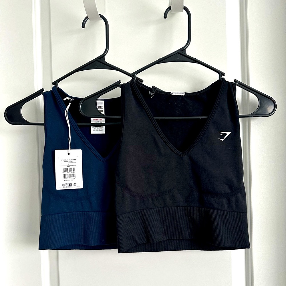 Gymshark Everyday Seamless Crop Tank set Black & Blue size Small